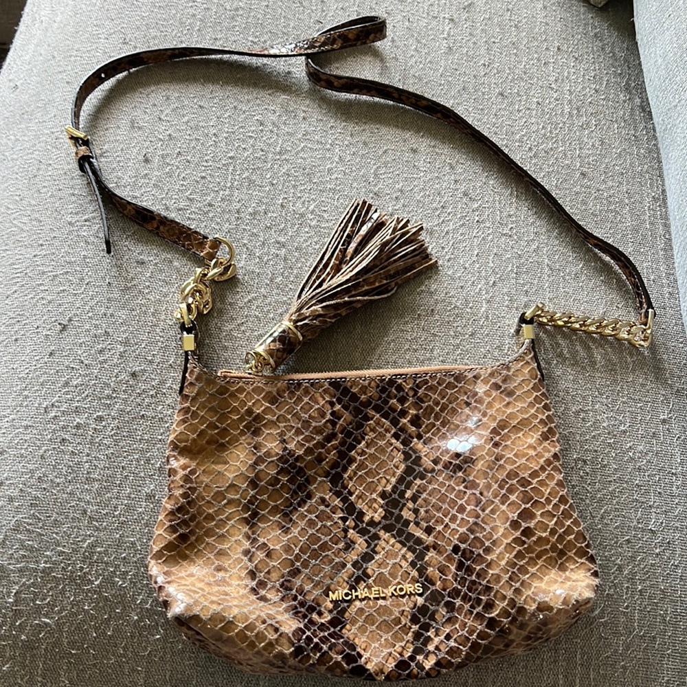 Pre-Loved Snake Skin Crossbody with Tassel